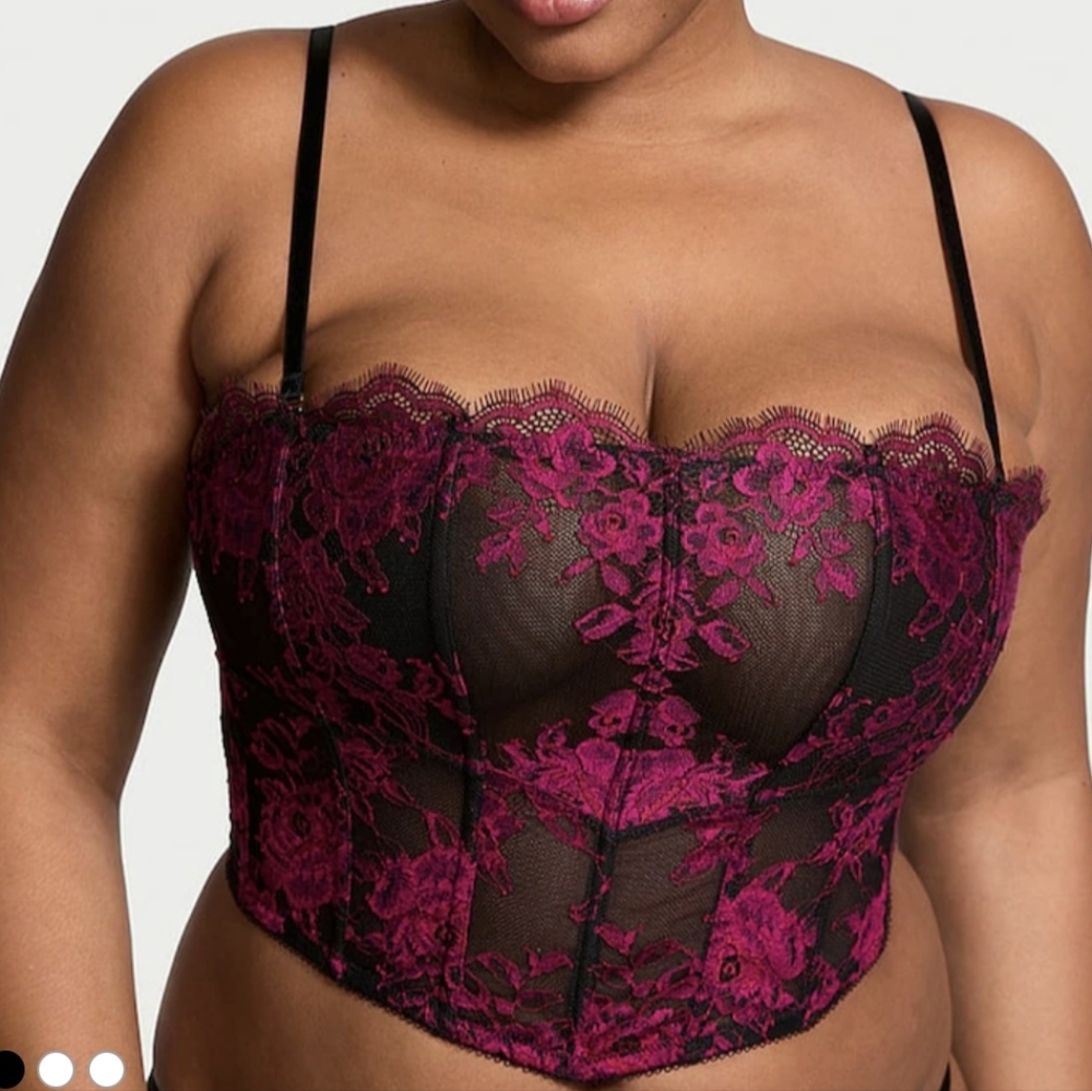 Victorias Secret Black And Pink Rose Corset Size XXL